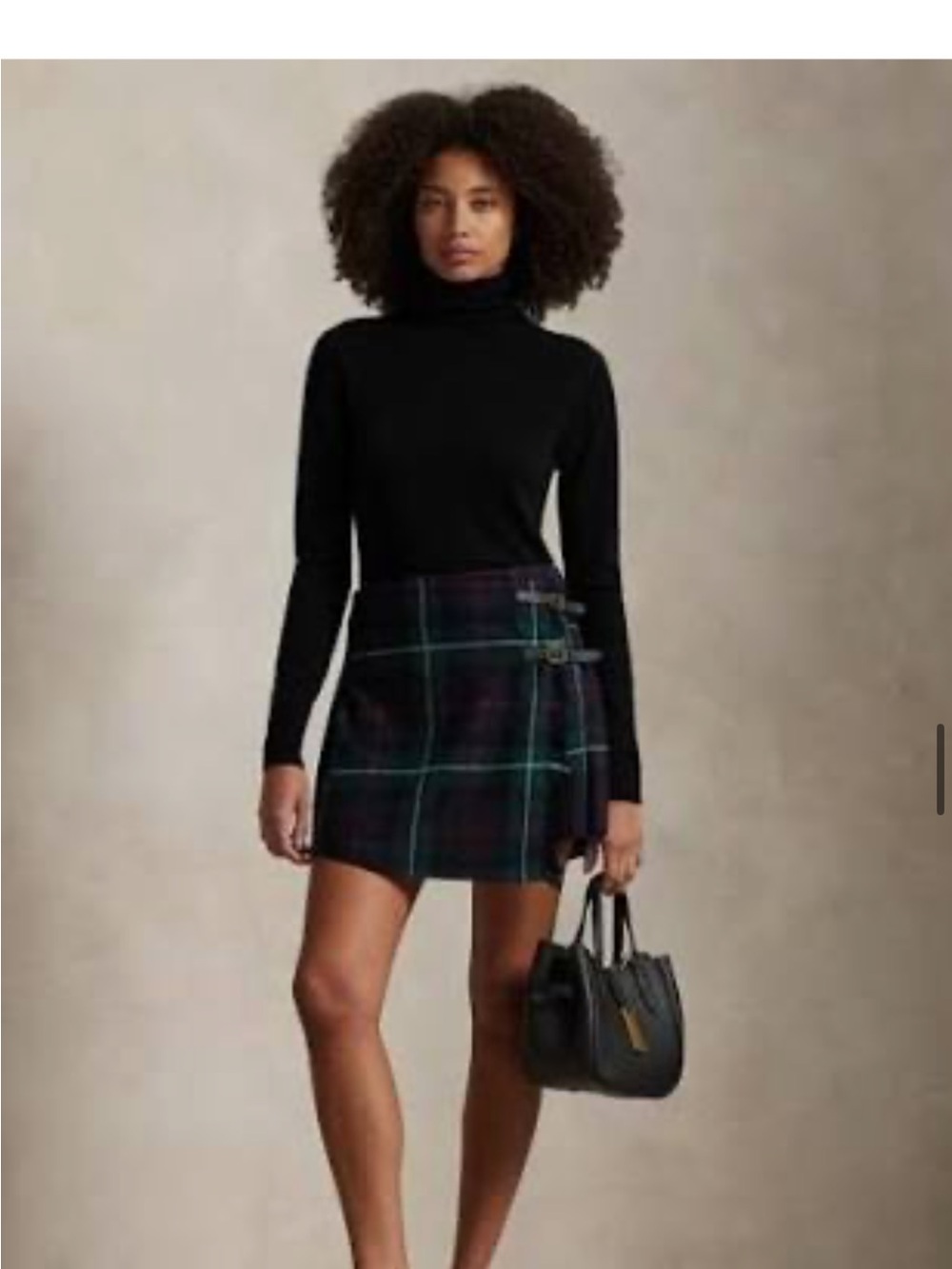 Ralph Lauren polo Plaid tartan Wrap Mini Skirt in Black and Green 6